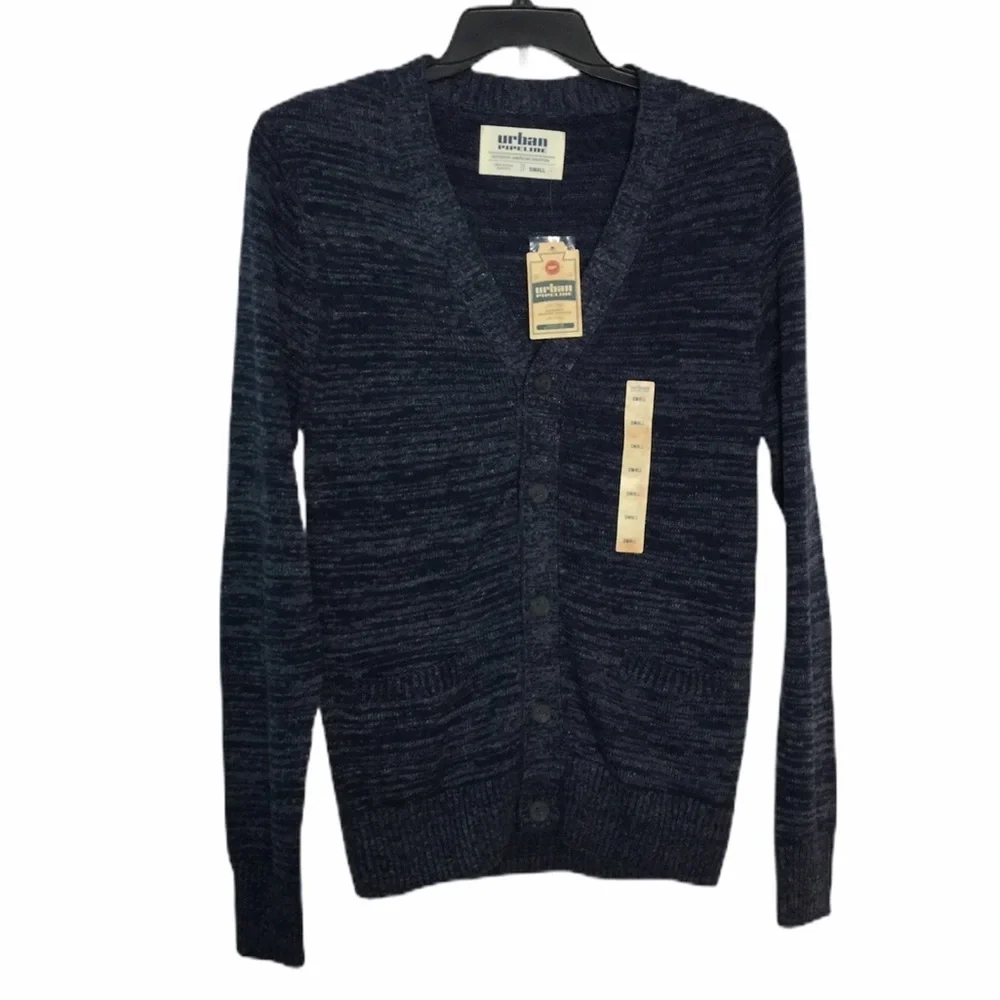 Men’s Urban Pipeline S Small 34 - 36 Cardigan Sweater Navy Blue Long Sleeve NWT - Picture 3 of 8